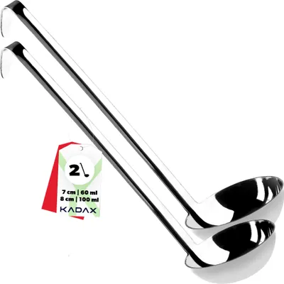 Produktbild von KADAX Suppenkelle aus Edelstahl "Kebal", Soßenlöffel mit langem und ergonomischem Stiel, 7 cm + 8 cm, silber