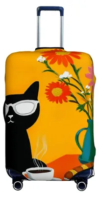 Produktbild von Schwarze Katze mit weißer Sonnenbrille, elastische Gepäckabdeckung, staubdicht und kratzfest, für Koffer von 56 bis 61 cm