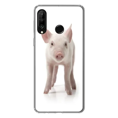 Produktbild von MuchoWow® Handyhülle Schutzhülle Hülle für Huawei P30 Lite Schwein - Tiere - Weiß Silikon Softcase Handy Hülle - Handyhülle