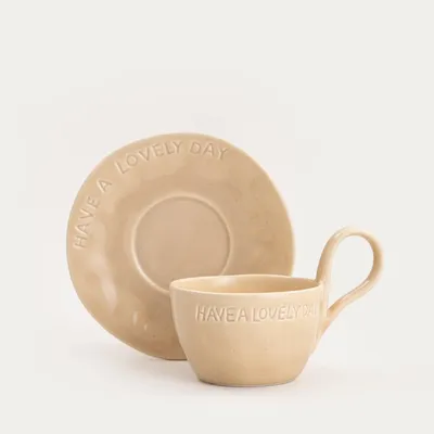 Produktbild von HOMLA Tasse mit Untertasse ISERNIA beige 0,2 l