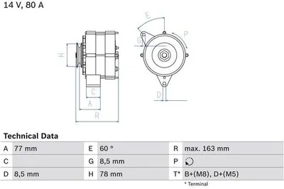 Zdjęcie produktu dla Bosch Alternator Generator 80A