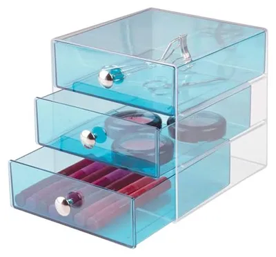 Productafbeelding van Multifunctionele Make-Up Organizer met 3 Laden - Ruimtebesparend en Stapelbaar