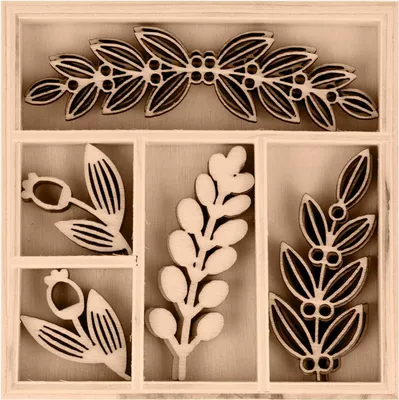 Immagine prodotto di 15 mini decorazioni in legno - Foglie.