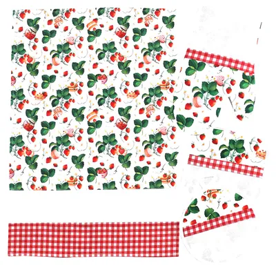 Produktbild von B M Ricami - Küchenset Fragole XPCU86 D - Geschirrtuch Ofenhandschuh Topflappen mit Aida 55 Kreuzstich