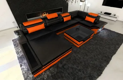 Produktbild von Wohnlandschaft Mezzo Mini Ledersofa LED Kunst-Echtleder Mix