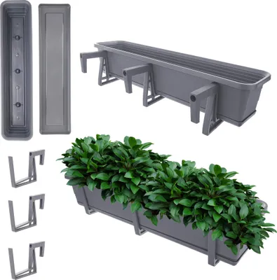 Image de KADAX Balcon Pot de fleurs Pot de fleurs 80cm Supports Garde-corps balcon