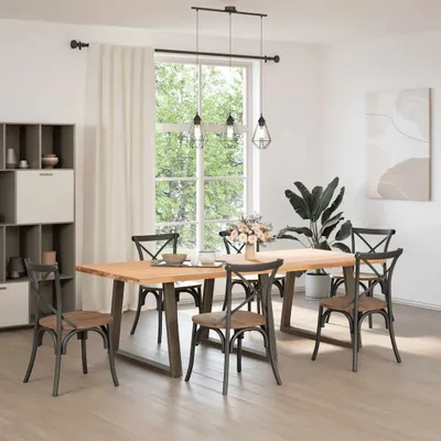 Zdjęcie produktu dla vidaXL Nogi do stołu jadalnianego w kształcie litery V 3 sztuki stal naturalna 90x(72-73,3) cm stal