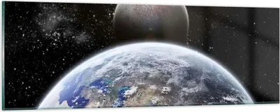Produktbild von Bilder auf glas - Apokalypse Meteorit Sterne Planet - 90x30cm - Glasbilder - Wandbilder - Kunstdruck - zum Aufhängen bereit - Wanddekoration aus Glas - Glas Bilder - Wandbild auf Glas - GAB90x30-0352