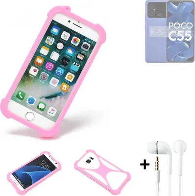 Produktbild von K-S-Trade Bumper + Kopfhörer kompatibel mit POCO C55 Handy Hülle Schutzhülle Silikon Schutz Hülle Cover Case Silikoncase Silikonbumper TPU