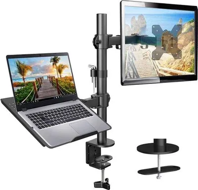 Zdjęcie produktu dla Uchwyt do ekranu z ramieniem na laptopa, przeznaczony do monitorów o przekątnej od 13 do 27 cali – laptopy o przekątnej do 15,6 cala – 2 warianty montażu