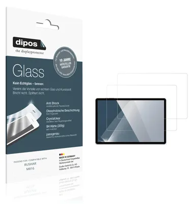Produktbild von 2x Schutzfolie für RUSHAR M816 - Anti-Shock 9H Folie dipos Glass Kunststoffglas