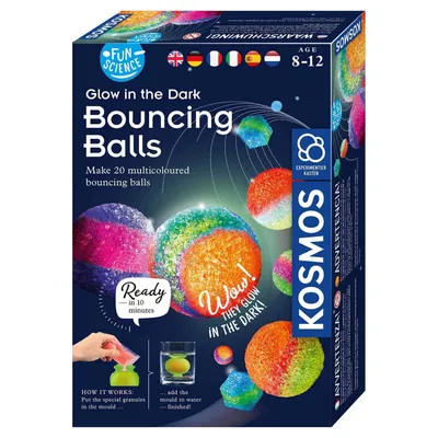 Produktbild von KOSMOS 617165 Fun Science - Nachtleuchtende Flummi-Power, Stelle 20 kunterbunte Power-Bälle her, Experimentierset für Einsteiger: Experimentierkasten, mehrsprachige Anleitung