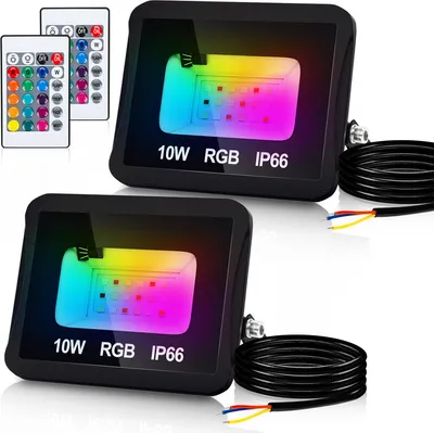 Immagine prodotto di Hengda 10W RGB proiettore con telecomando RGB LED faretto RGB LED faretto per esterni IP66 impermeabile 2 pezzi