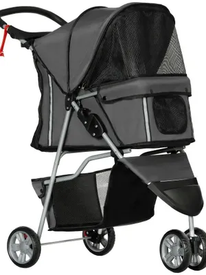 Produktbild von Hundebuggy Haustierwagen - Faltbarer Tierwagen - Für Hunde & Katzen bis 10 kg - 75x45x97 cm - Schwarz