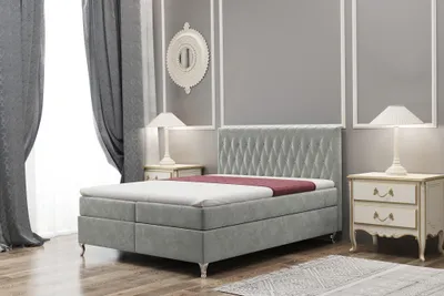 Produktbild von Boxspringbett Schlafzimmerbett ESME 120x220cm in Stoff Riviera Grau