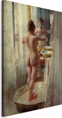 Produktbild von Italienischer Leinwand Leinwandbild - At the Bathtub 60x90 cm Reproduktionen l-F-10017-b-a