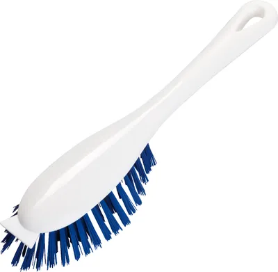 Produktbild von haug bürsten Stielbürste Scheuerbürste Blau / Weiß mit extra Kratzfläche - Maße ca. 275 x 47 x 40 mm - 60702