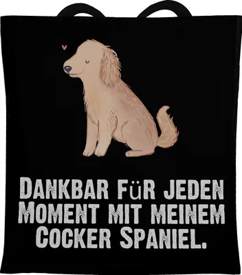 Produktbild von Mr. & Mrs. Panda Schultasche Cocker Spaniel Moment - Schwarz - Geschenk, Tote Bag, Laptoptasche, Englische Cockerspaniel, Baumwolltasche, Jutebeutel, Einkaufstasche