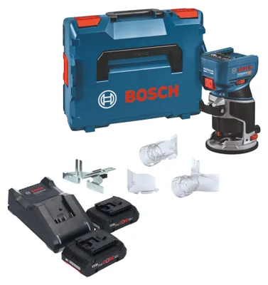 Produktbild von Bosch GKF 18V-8 Professional Akku Kantenfräse 18 V 8,0 mm Brushless + 2x ProCORE Akku 4,0 Ah + Ladegerät + L-Boxx