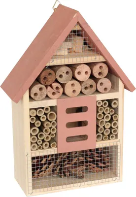 Produktbild von Insektenhotel 20x9x30cm Bienen Insektenhaus Pinienholz coral