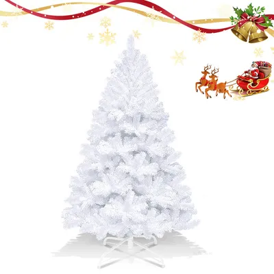 Immagine prodotto di Clanmacy 180 cm albero di Natale artificiale, albero di Natale con supporto in metallo, albero di Natale 770 punte aghi in PVC, albero di Natale artificiale sistema pieghevole bianco