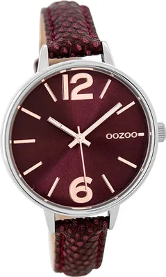 Produktbild von Oozoo Leder Damen Uhr C9482 Analog Quarzuhr Armband weinrot Timepieces D2UOC9482