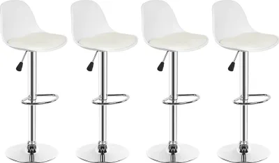 Produktbild von 4er set Barhocker aus Kunstleder,Barstuhl Tresenhocker höhenverstellbar Weiß