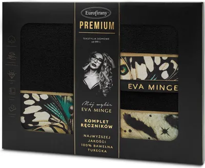 Zdjęcie produktu dla Zestaw ręczników Eva 15 Eva Minge 3 szt. czarny bawełna 500 GSM