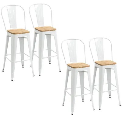 Immagine prodotto di Sgabello da bar - Sedia da bar - Sgabello - Set di sgabelli da bar - Design industriale - Con schienale - Con poggiapiedi - Set da 4