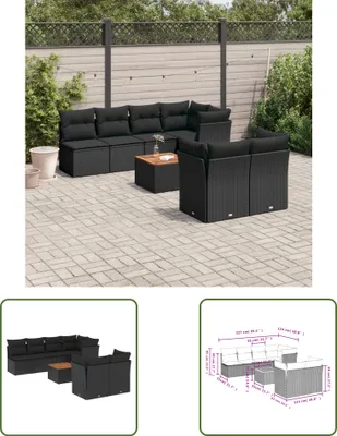 Produktbild von The Living Store 8-tlg. Garten-Sofagarnitur mit Kissen Schwarz Poly Rattan
