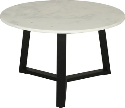 Produktbild von byLIVING Couchtisch CROSS / Tischplatte Marmor weiß / Gestell Metall schwarz / D 75 x H 46cm