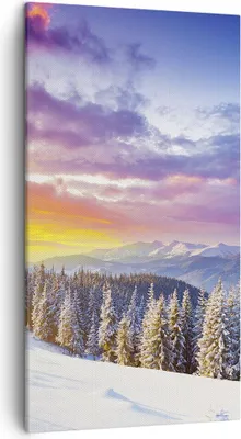 Produktbild von Bild auf Leinwand - Leinwandbild - Berge Schnee Winter - 45x80cm - Wand Bild - Wanddeko - Wandbilder - Leinwanddruck - Bilder - Kunstdruck - Wanddekoration - Leinwand bilder - Wandkunst - PA45x80-3605
