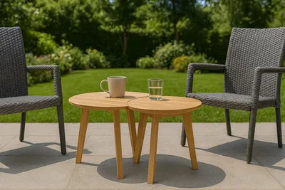 Obrázek produktu pro Kulatý konferenční stolek 2 v 1, přírodní dub, 90 cm, klasický design
