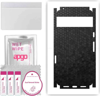 Produktbild von apgo Rückseite + Seiten Schutzfolie, Skin, kompatibel mit Google Pixel 7, Hinten Displayschutzfolie aus Vinylfolie, kratzfest, einfache Montage - Schwarze Honigwabe