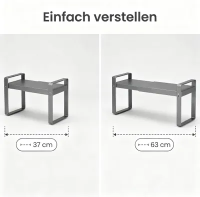 Immagine prodotto di Omgoods - Scaffale regolabile per cucina, da 37 a 63 cm, organizer per armadietti da cucina
