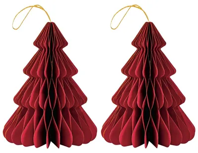 Image de set de 2 décorations de Noël élégantes Origami Design Rouge
