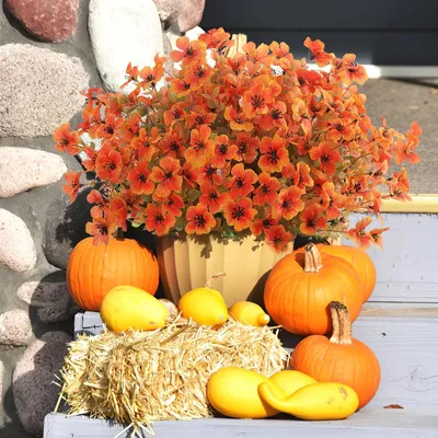 Künstliche Herbstblumen 8er-Set, 38 cm, Seide, Herbstdekoration
