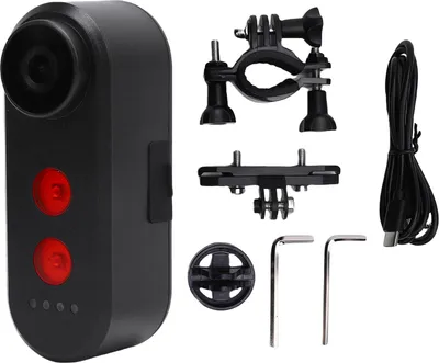 Immagine prodotto di Telecamera per bicicletta con luce di rilevamento 4K HD video vista posteriore per ciclismo all'aperto 140 gradi grandangolo IPX6 impermeabile 32g
