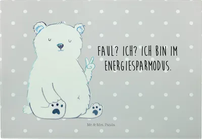 Produktbild von Mr. & Mrs. Panda Glasbrett Eisbär Faul - Grau Pastell - Geschenk, Servierplatte, Arbeitsplatz, Nordpol, Homeoffice, Schneidebrett, Hackbrett, Bär, Arbeit, Vesperplatte
