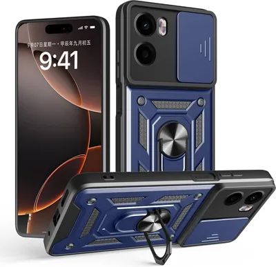 Produktbild von Outdoor Panzer Hülle für Motorola Moto G05 / E15 Handyhülle mit Kameraschutz Ringhalter in Blau