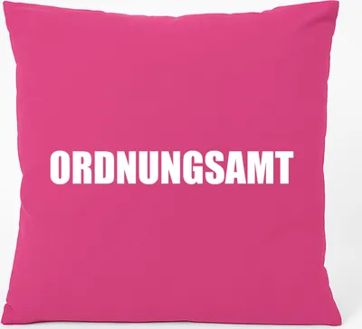 Produktbild von Huuraa Kissen Ordnungsamt Schriftzug 40x40cm mit Füllung Fuchsia Baumwolle Dekokissen Geschenkidee