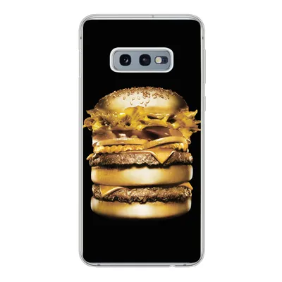 Produktbild von MuchoWow® Handyhülle Schutzhülle Hülle für Samsung Galaxy S10e Goldener Hamburger auf schwarzem Hintergrund. Silikon Softcase Handy Hülle - Handy