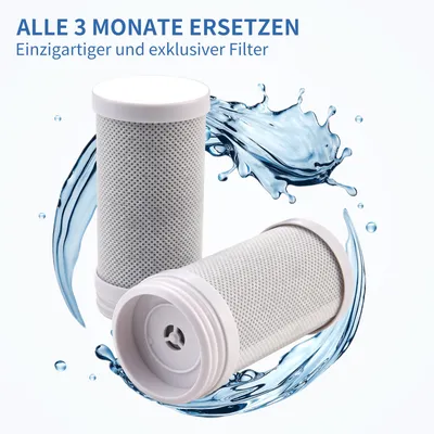 Produktbild von AiHom 2 Pack Wasserfilter Wasserhahn，Cartridges Für Den Armatur，Trinkwasser-Filter für Zuhause，Küche Aktivkohle Wasserhahnfiltersystem，Filterkartusche