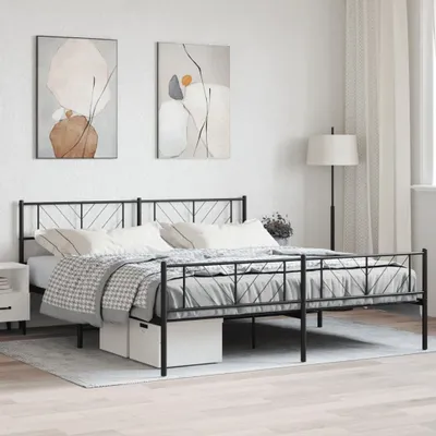 Obrázok produktu pre Maison Exclusive - posteľový rám s čelom a nožnou časťou, kov, čierna, 183 x 213 cm