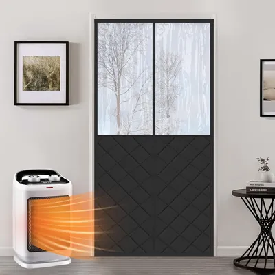 Produktbild von Magnet Türvorhang Wärmeschutzvorhang 90x210cm Selbstklebend Thermovorhang Kälteschutz Winddicht ohne Bohren für Balkontür, Schwarz