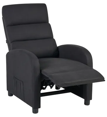Produktbild von BELIANI Sessel Schwarz aus Stoff mit Fußstütze Manuell Verstellbare Rückenlehne Retro-Design Wohnzimmer Fernsehsessel Relaxsessel Polstersessel