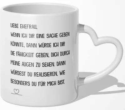 Produktbild von 22Feels Ehefrau Geschenk Erster Hochzeitstag Kaffeetasse Frauen Valetinstag Tasse für Sie Ehepartner Liebe Geburtstag Weihnachten Hochzeitsjubiläum (Herzhenkel Weiss)