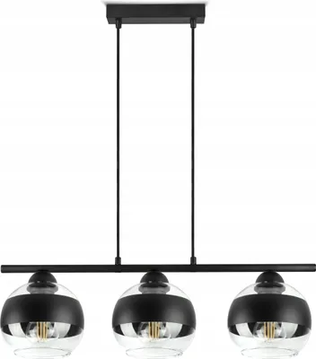 Produktbild von LUXOLAR - Led Pendelleuchte 3 flammig - Deckenleuchte Schwarz E27 60W - Hängelampe für Wohnzimmer, Küchen - Schwarz/transparent Glas Kugeln