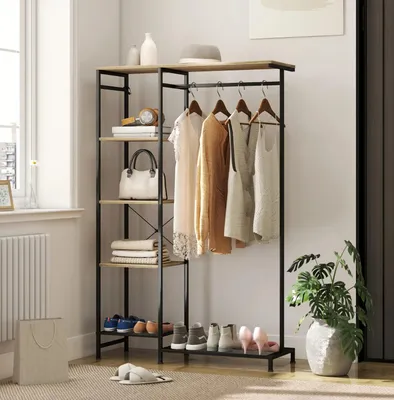 Produktbild von Garderobenständer, Kleiderständer mit Kleiderstange, Schuhregal Ablage,Schuhkommode
