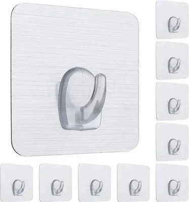 Produktbild von 10er Pack - Handtuchhaken/Haken ohne Bohren Selbstklebend - STICKYHOOKS